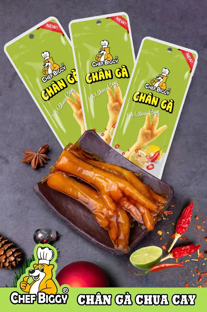 CHEF BIGGY Chân Gà 30g - Vị Chua Cay | https://kmhfood.vn